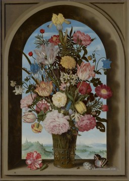 Vase von Blumen in einem Fenster Ambrosius Bosschaert Ölgemälde
